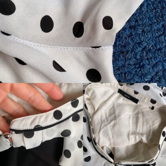 🔘 ZERO WHITE BLACK POLKA DOT FITTED DRESS! - Picture 15 of 16